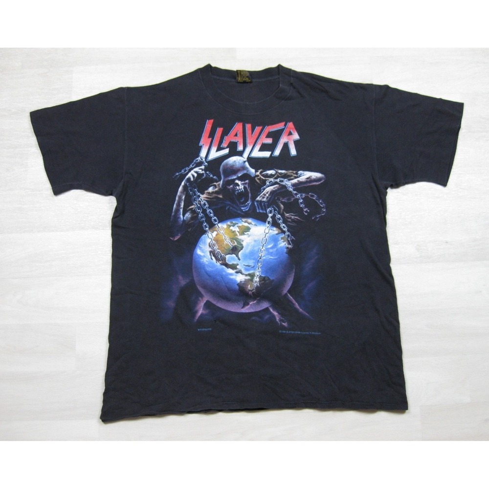 Vintage 90s Slayer North American Intourvention T-Shirt (XL) Brockum Metal